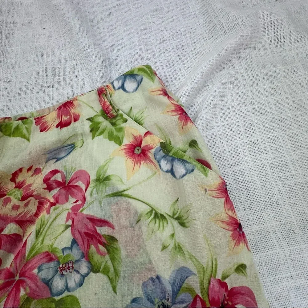 Villager Floral Skort Skirt Linen Cotton Liz Claiborne SZ 16